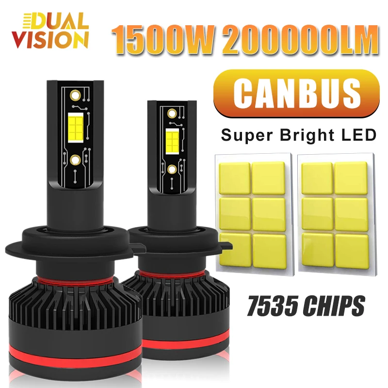 1500W H7 LED Headlight Bulbs Canbus 9005 HB3 9006 HB4 9012 HIR2 H1 H8 H9 H11 H4 Hi/low Beam Auto Fog Lights 200000LM Car Lamps