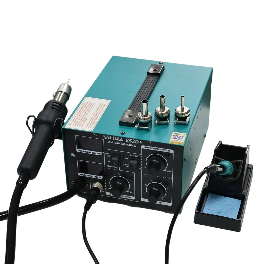 YIHUA 852D+ Smart Rework Station - Digital Temp Control & 3 Nozzles for QFP/PLCC