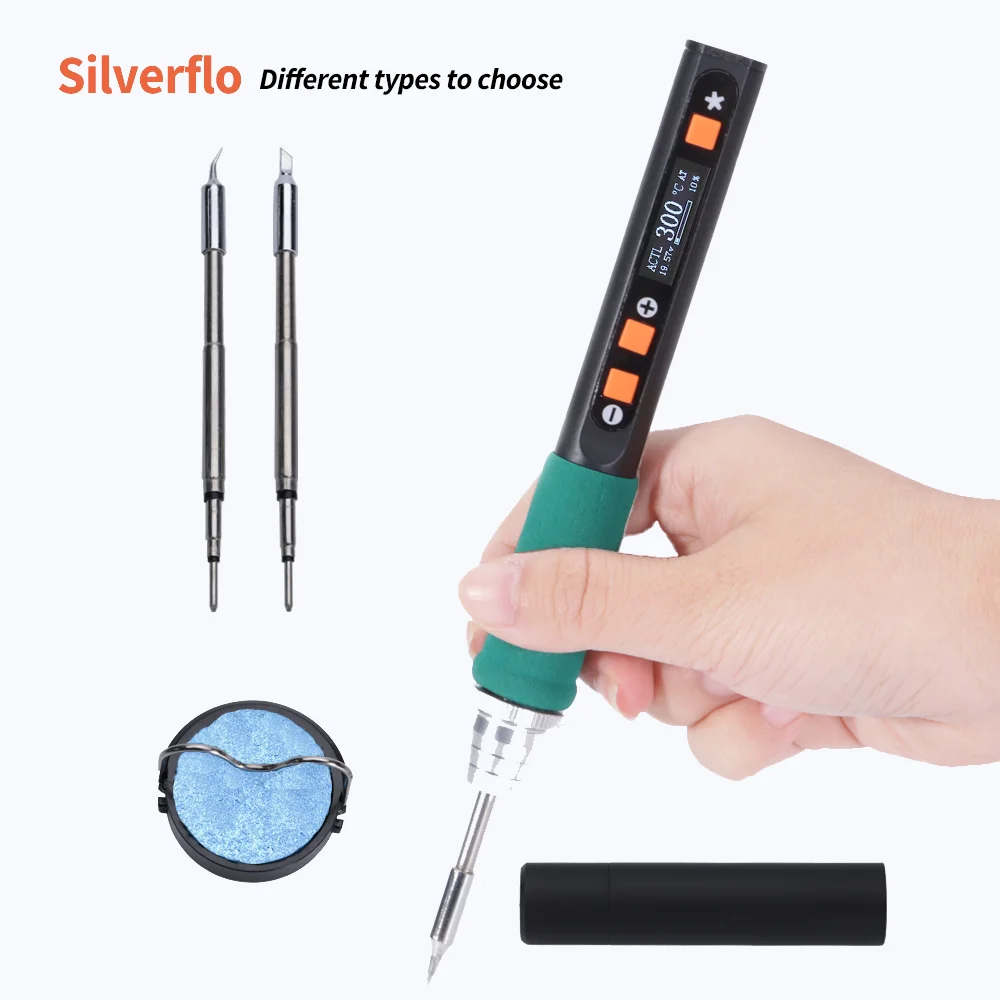 محطة لحام Silverflo 928D-IV سريعة التسخين لحام lron 60 وات مكواة لحام كهربائية USB-C لحام دقيق