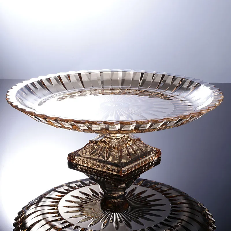 KTV hotel special supply plate fruit plate fashionable European large crystal glass put cut display fruit plate