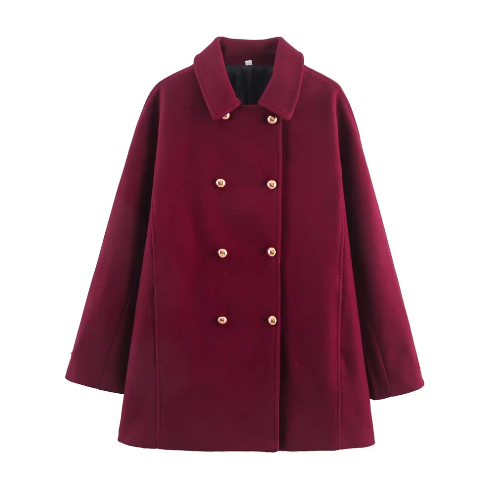 

BMURHMZA's new women's fashion casual versatile coat with long sleeved lapel and double breasted decoration