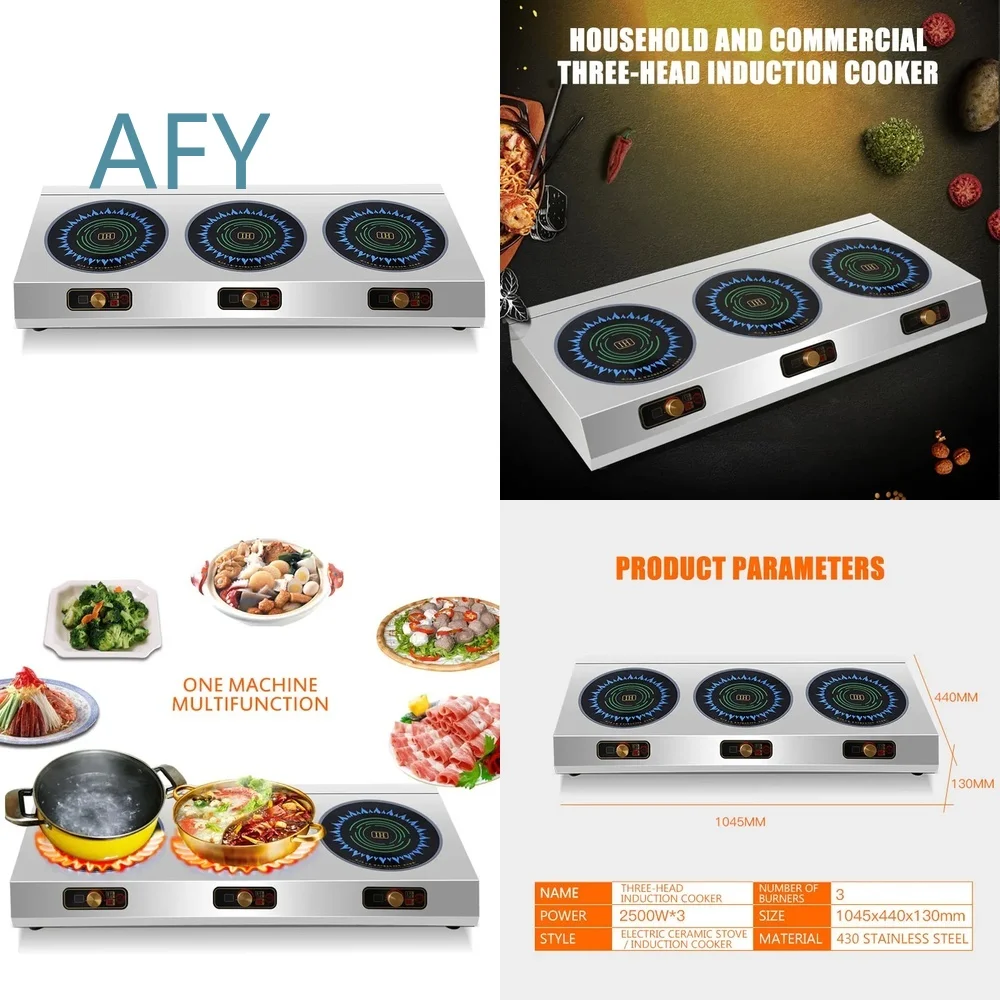 Commercial Electric Ceramic Stove for Induction Cooker Convection Oven Multi Head Three Burner Kitchen Appliance Home Cooking
