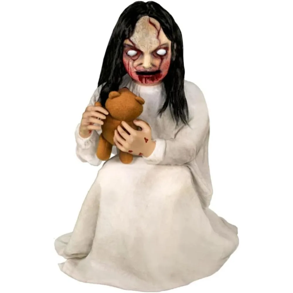 Terrifying doll Talking Scare Prop Animatronic for Indoor or Covered Outdoor Creepy Halloween Halloween Decoration