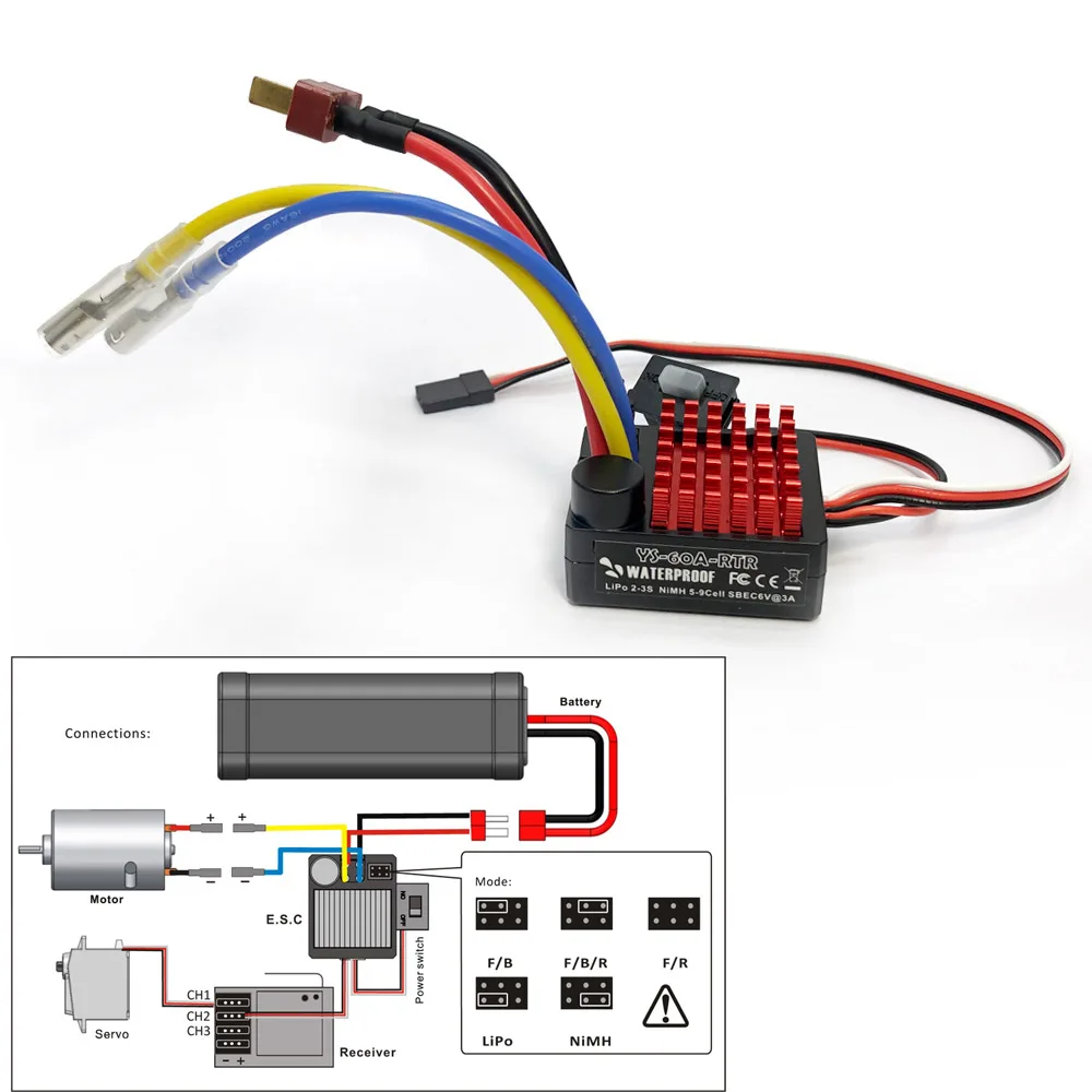 YSIDO YS-60A-RTR 60A Brushed ESC Electric Speed Controller 6V/3A BEC for 1/10 RC Car Traxxas TRX4 TRX6 D90 Redcat Crawler Truck