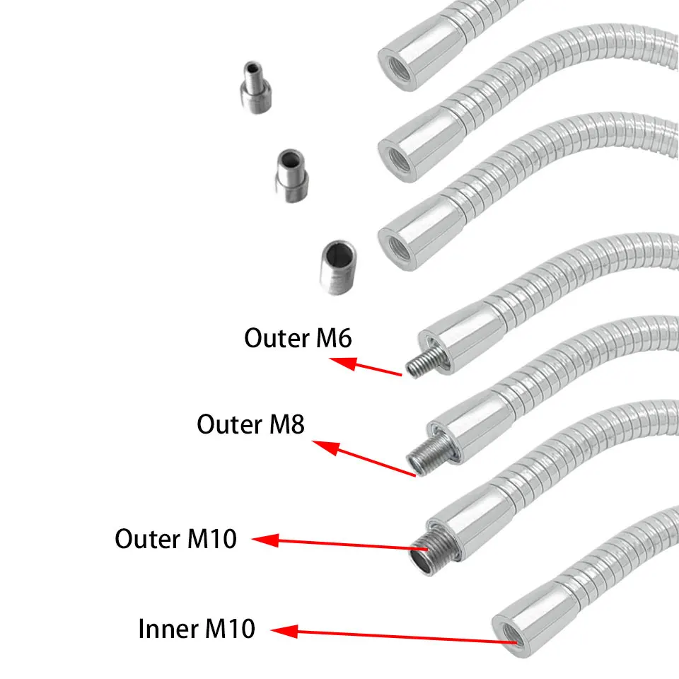 Diameter 6mm LED Serpentine Tube Desk Lamp Hose LED Gooseneck 10/20/30CM Flexible Light Holder M6 M8 M10 Screw Metal Pipe