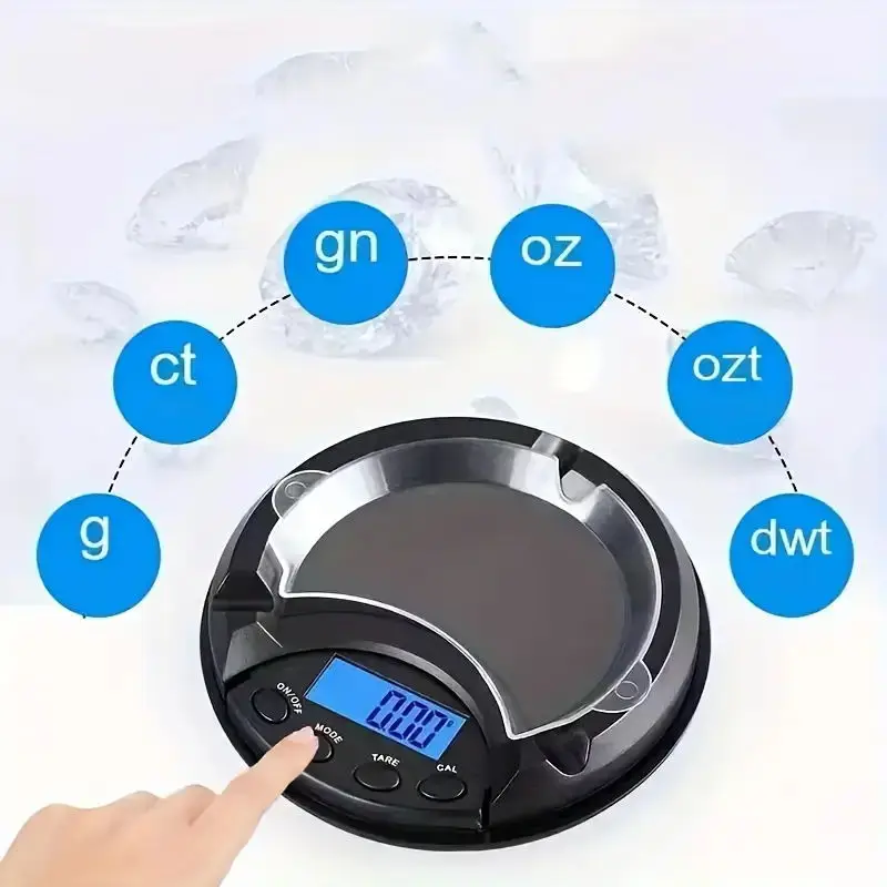 Electronic Digital Pocket Scale with Blue Backlight Portable Scale LCD Display Ashtray Jewelry Gold Diamond Food Weighing