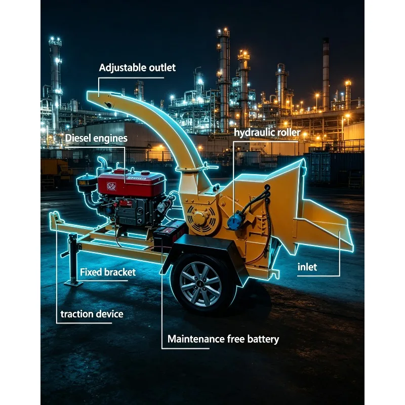 Hydraulic diesel Engine Wood Chipper Machine Made in China Wood Chipper Shredder Mobile Wood Chipper Machine