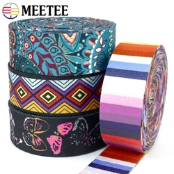 1-4Meters Meetee 38mm Printed Ethnic Jacquard Webbing Nylon Ribbon Bag Strap Belt Ribbons Clothing Decor Tape Sewing Accessory