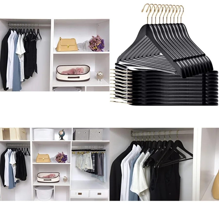 

Quality Wooden Hangers Slightly Curved Hanger Set of Pack Solid Wood Coat Hangers with Stylish Chrome Hooks HeavyDuty Clothes,