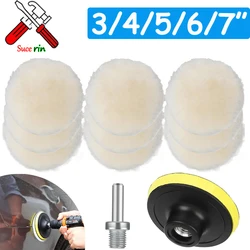 M14 Lã Sentiu Polimento Pads, Lustrando Pad para Roda, Car Polish Glass Tile Aço Inoxidável Scratche Repair Tool, 3 4 5 6 7 Polegada