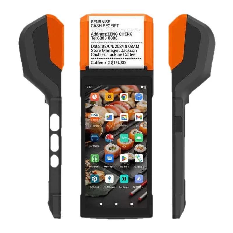 

Handheld Mobile Payment Cash Register 5.5-inch Touch Screen Android 13/14 POS Terminal Machine NFC Scanner 58mm Thermal Printer