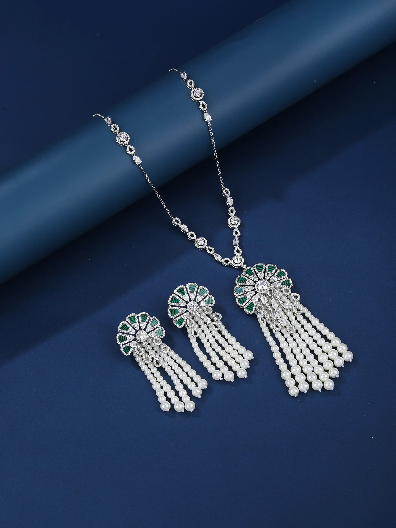 New Trendy Sweater Long Necklace Earring Jewelry Sets For Women Wedding Party Zircon CZ African Dubai Bridal Jewelry