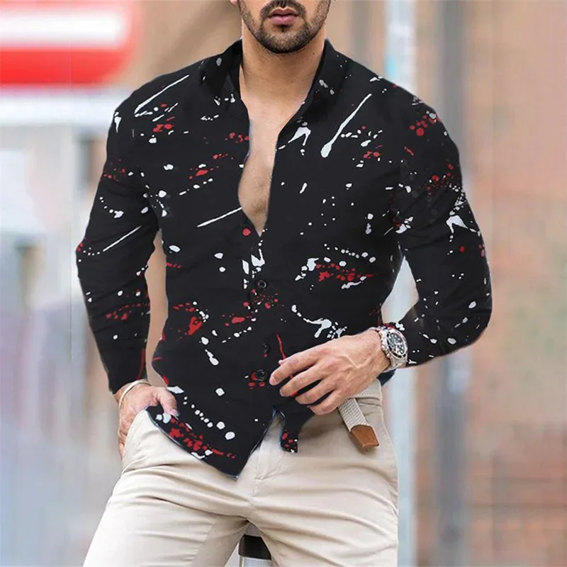 Camicia abbottonata con risvolto alla moda da uomo di Design di Design di lusso da uomo primavera estate autunno morbido e confortevole top da uomo