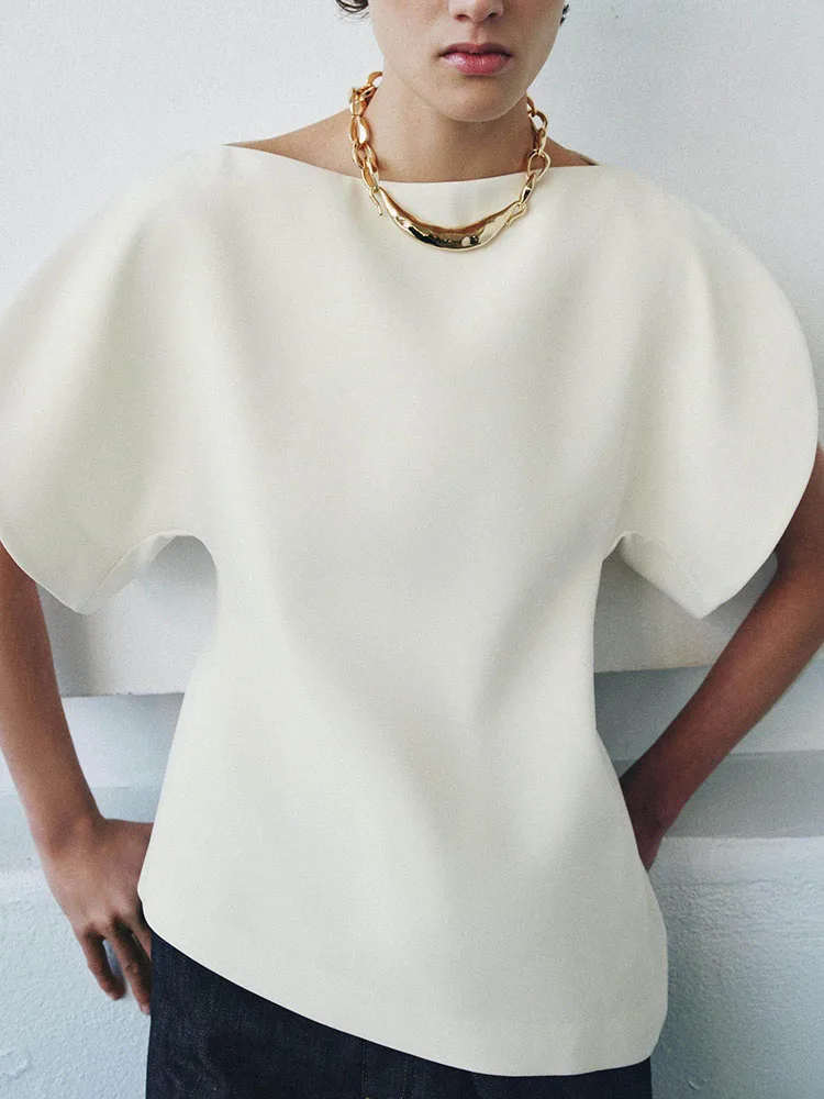

Spring 2026 New Sweet Versatile Women's Fashion Bubble Sleeve One-Shoulder Top Daily Wear Other Material 100%