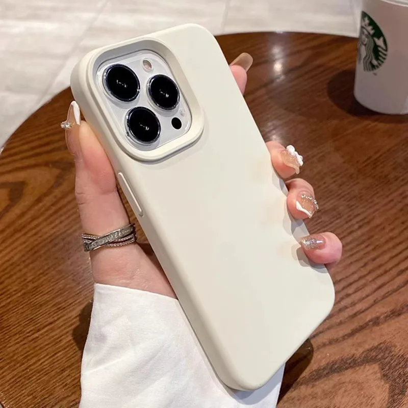 Advanced Simple Liquid Silicone Macropore Case for iPhone 16 15 14 Plus 13 12 Mini 11 Pro Max Soft Plain Back Shockproof Cover