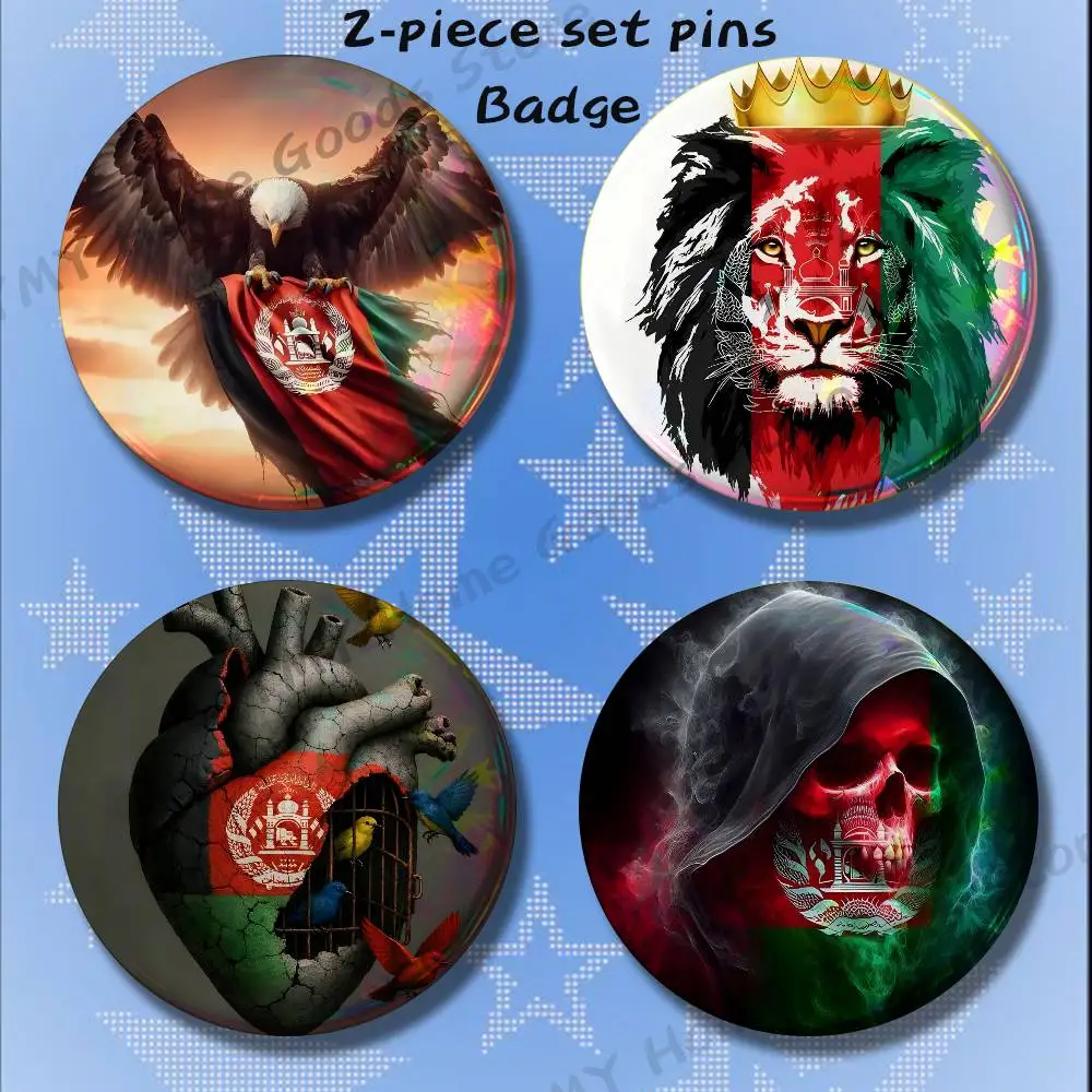 Afghan A-Afghanistan Flag 2-piece set Free Mix Backpack Clothes Jewelry Accessories Round Badge Collection Gifts