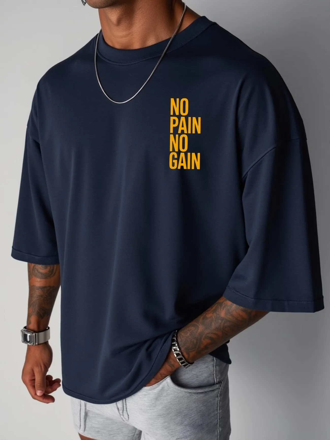 Men's Women NO PAIN NO GAIN GYM T Shirt Cotton Tee Streetwear Oversize Summer Sports Fashion Loose Top Short Sleeve Breathable image 2