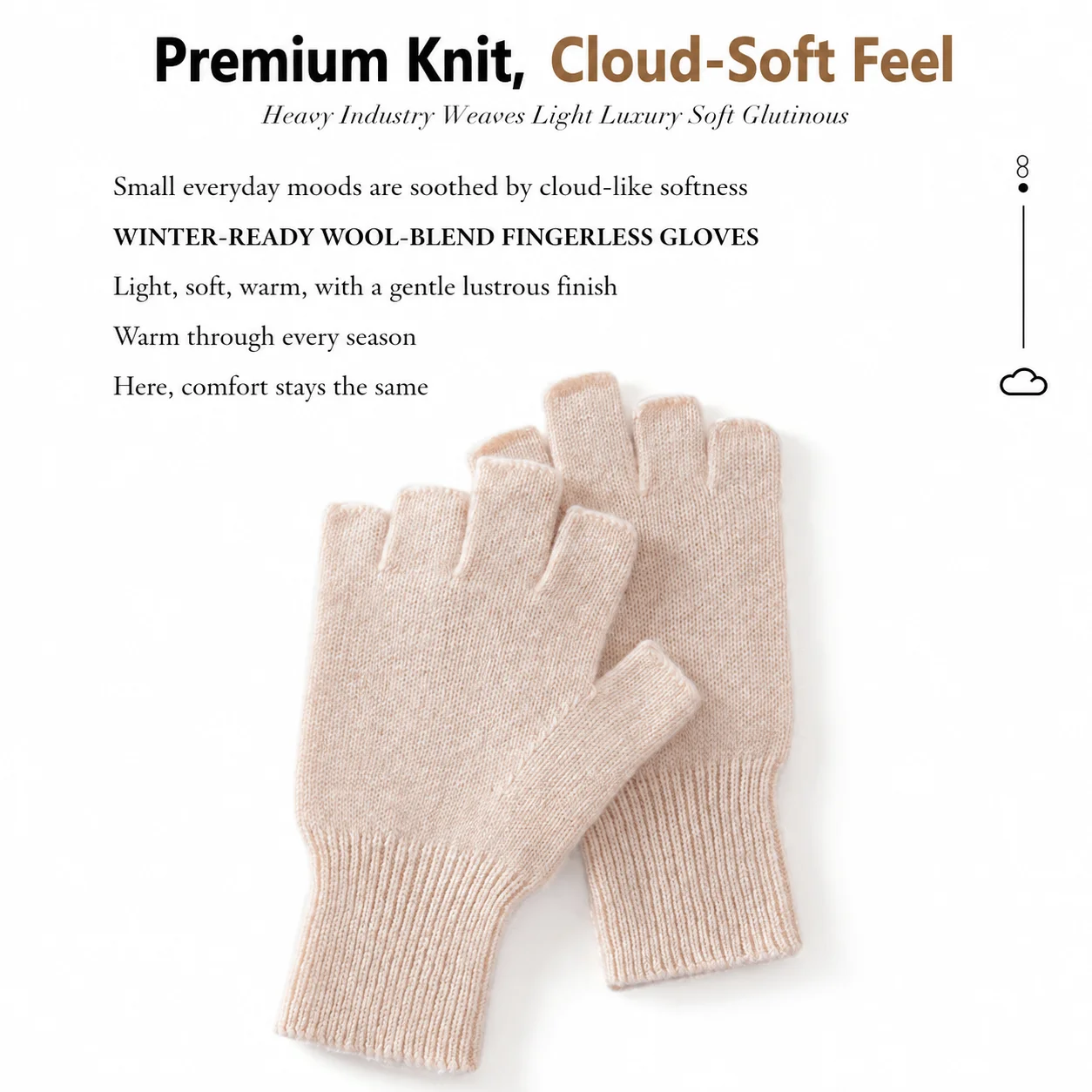 Open Finger Gloves Warm Winter Gloves Cashmere Wool Blend Gloves Winter For Daily Commute Winter Wear Adults