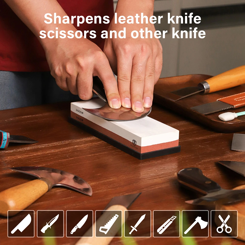 WUTA Pro Knife Sharpening Stones Water Whetstone Leather Knife Sharpener White Corundum DIY Grinding Tools Dual-Grit 1000/3000
