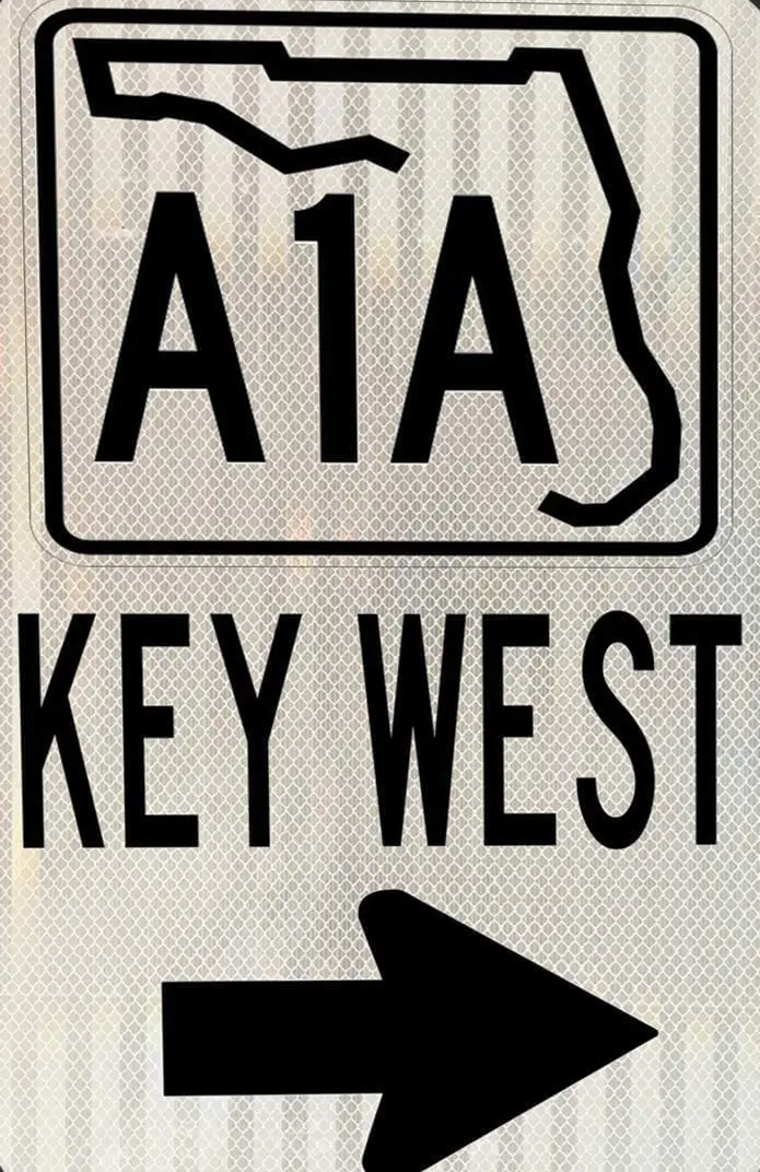 asbwuo Key West Florida A1a Road Dot Ocean Beach Spring Break Surf Tall Metal Sign Ski Resort Ski Hut Roadside Vintage Sign sign