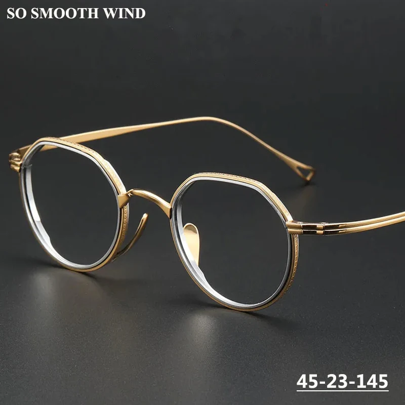 Japanese Brand Ultralight Titanium Glasses Frame Men Retro Polygon Round Eyeglasses Women Round Spectacle Eyewear Trend Classic