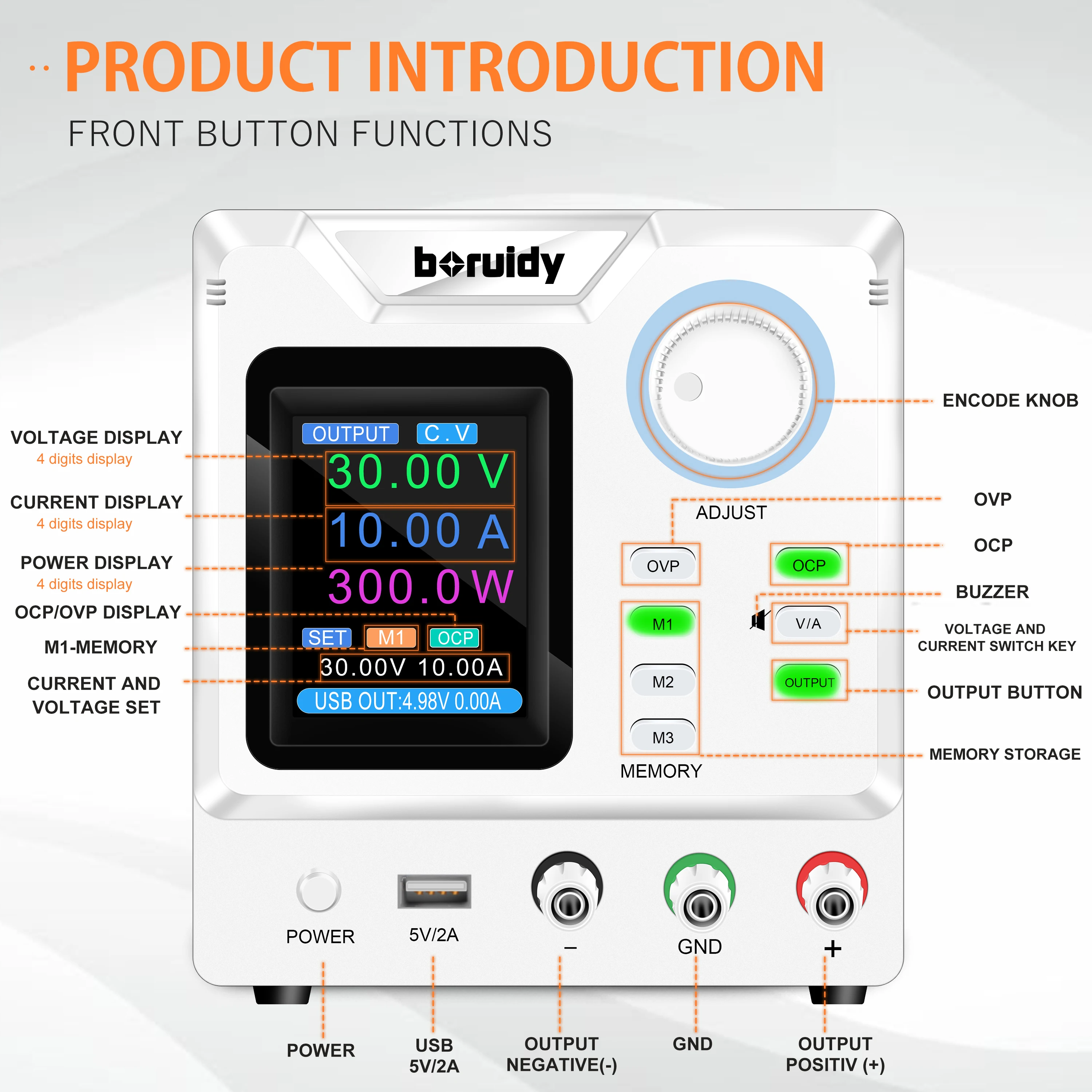 TLF Factory Wholesale 300W 30V 10A Regulated Lab Switching DC Power Supply Adjustable Voltage Memory OCP OCP SPPS-D3010S