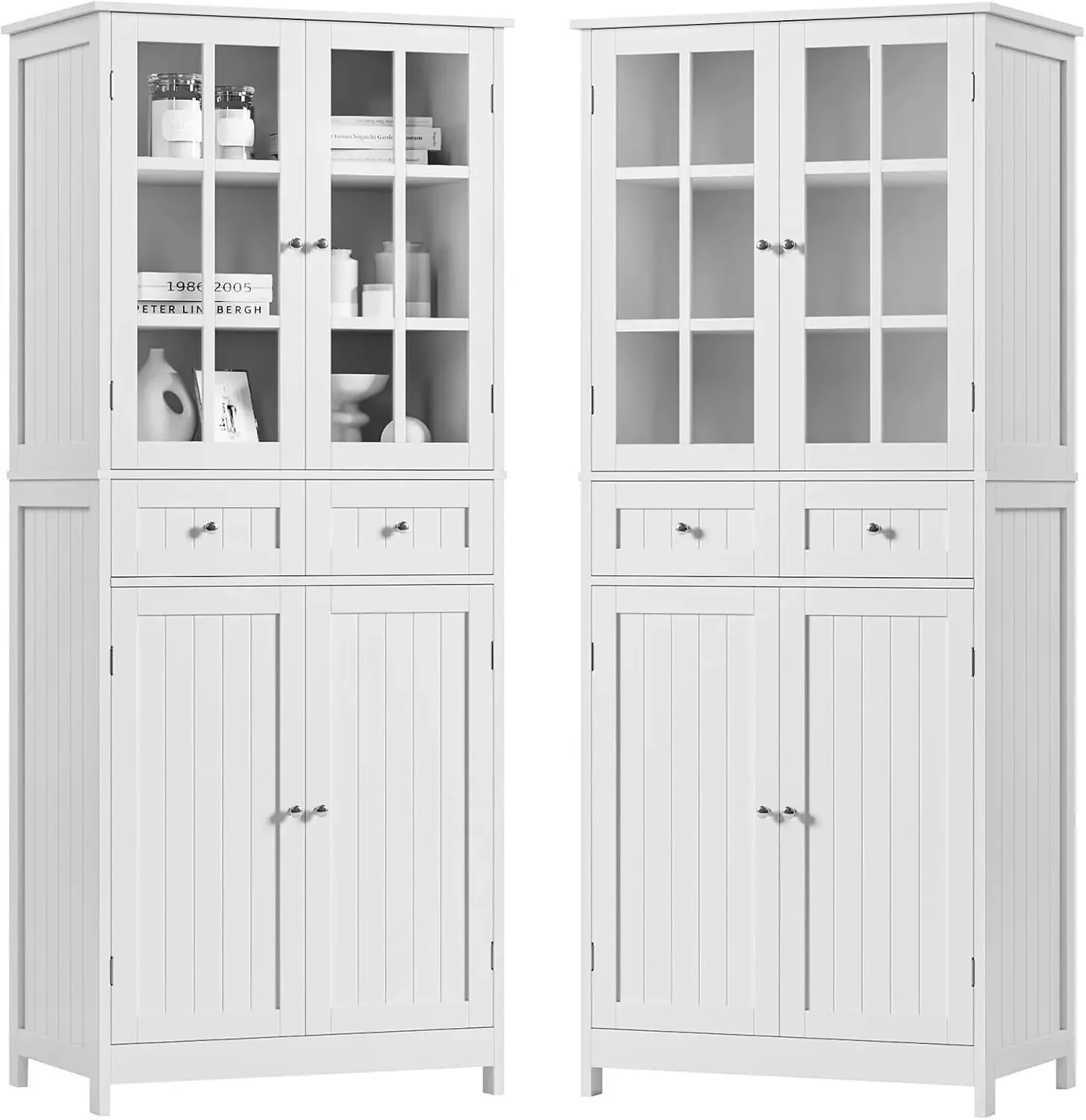 Armoire de rangement pour garde-manger de cuisine, 2 pièces, armoire de garde-manger de 71 pouces de hauteur avec tiroir, portes et étagères, armoire chinoise autoportante