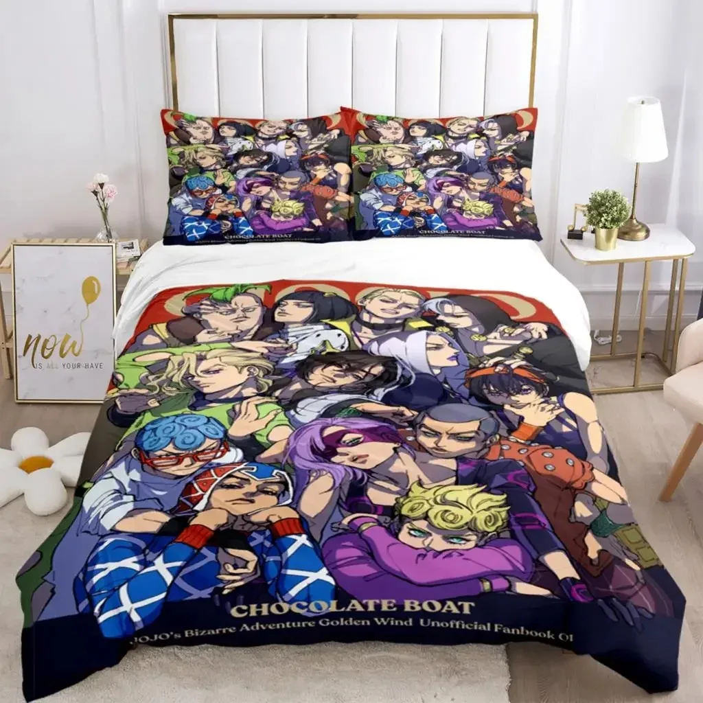 

JOJO Anime Print Three Piece Bedding Set Fashion Article Boys Or Adults For Beds Quilt Covers Pillowcases Bedding Set Gift