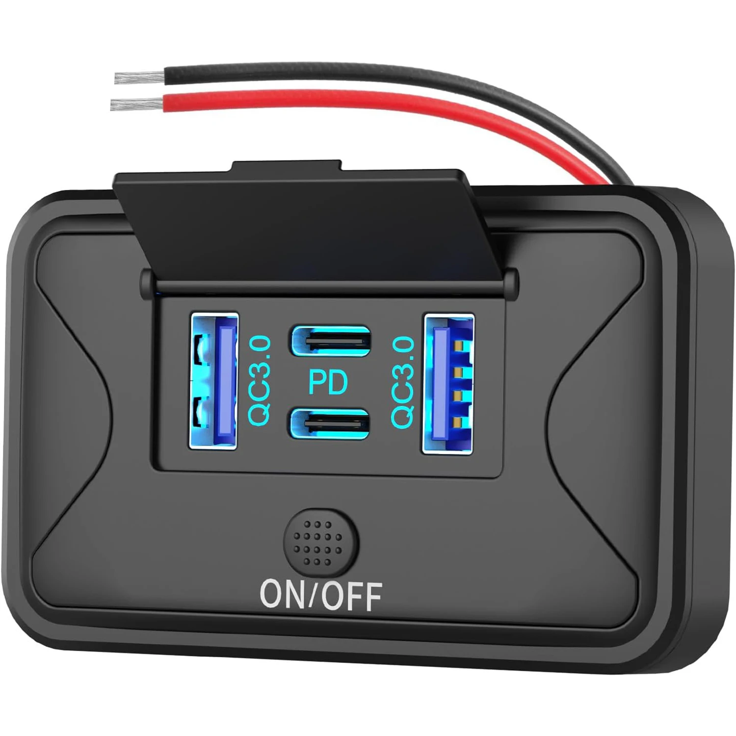 

78W 4-Port 12V USB Wall Outlet Dual 36W PD&18W QC3.0 Fast Charging Surface-Mount Socket with Switch for RV, Bus, Truck & Marine