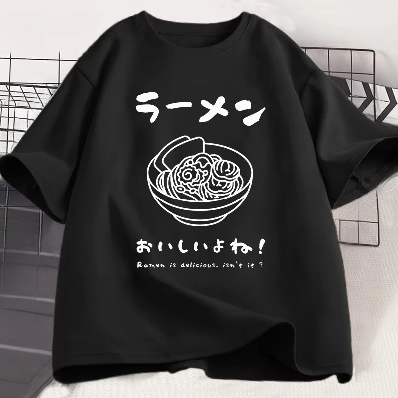 Camiseta de Ramen, Camiseta Japonesa, Amante de la Comida, Kawaii, Ropa Urbana Japonesa, Camiseta de Fideos para Amantes de la Gastronomía, Camiseta de Algodón de Manga Corta para Hombre y Mujer