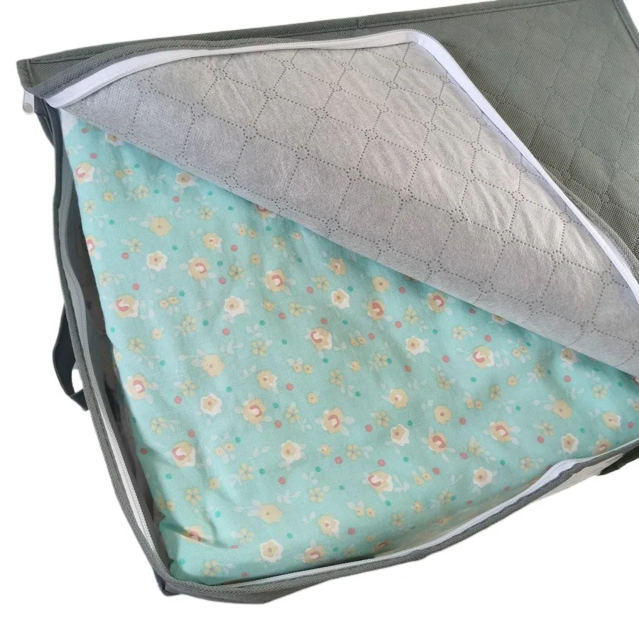 3pcs non-woven foldable wardrobe storage bag, quilted clothing organizer, sealed dust bag