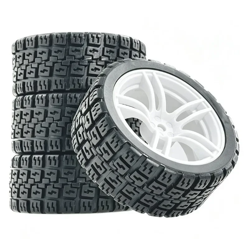 4Pcs RC Rally Tires Plastic Wheel Set Replacement Parts For XV02 94123 10306  RC On Road Rally Car HSP Tamiya Off Road Vehicle