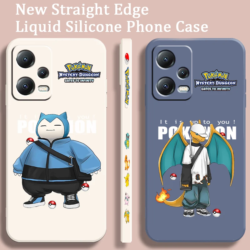 Pokemon Dragonite Snorlax Art Liquid Left Rope For Xiaomi Redmi Note 13 12 12S 12R 11 11T 11S 10 10S Pro Plus 5G Soft