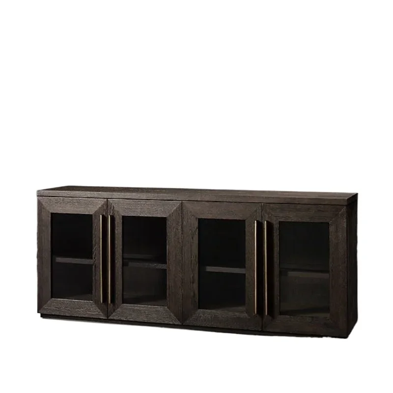 

American rural retro solid wood dining side cabinet medieval French simple entrance locker wabi sandy wind TV cabinet