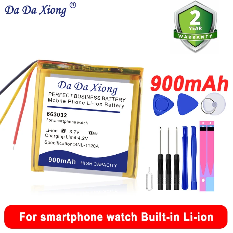 DaDaXiong New 900mAh 663032 Battery for smartphone watch Built-in Li-ion bateria Batteries Free Tools