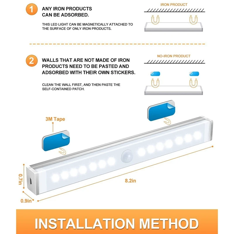 

Closet Lights, 3 Pack Motion Sensor Light Indoor Under Cabinet Lighting For Wardrobe Stairs Cupboard Kitchen Hallway