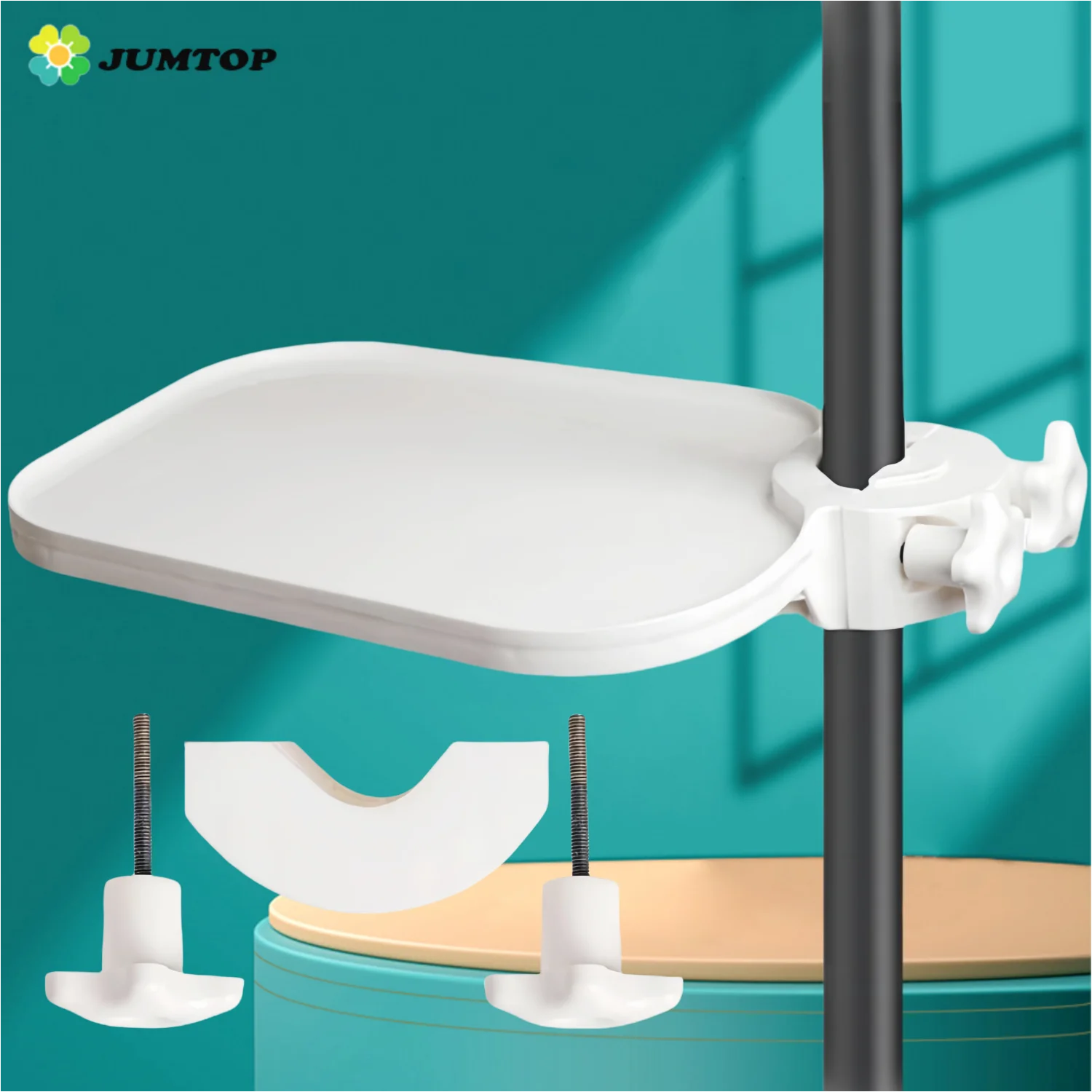 JUMTOP Dental Chair Scaler Tray Parts Rotatable Plate Post Mounted Shelf Tray Table Dentistry Lab Accessories Instruments