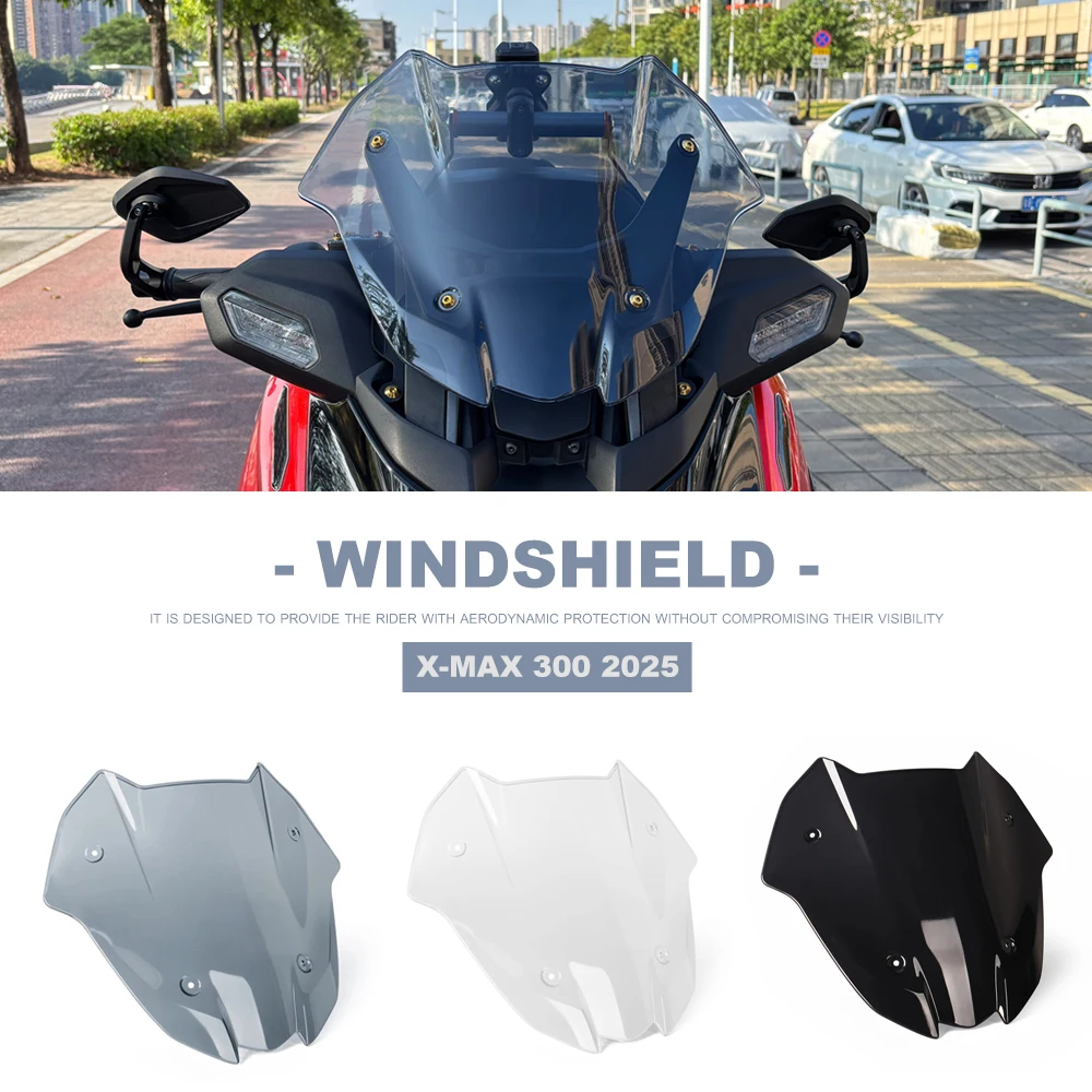 

XMAX 300 Windscreen Windshield Motorcycle Sport Wind Deflector Shield Screen For Yamaha X-MAX 300 X-MAX300 XMAX300 2026 2025