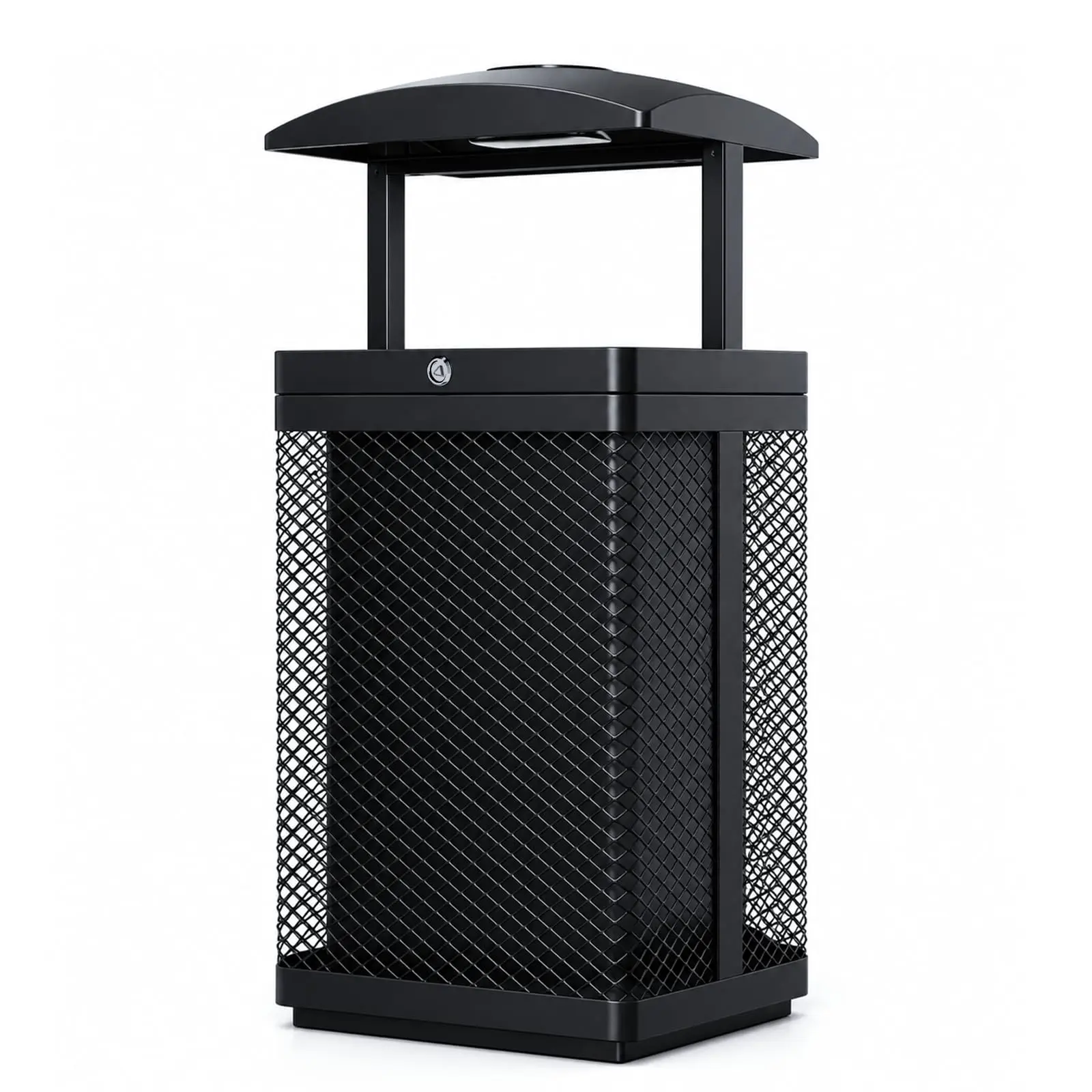 Commercial Outdoor Trash Can with Lid, 20 Gallon Large Capacity Heavy Duty Barrel with Triangle Lock & Tethered Lid