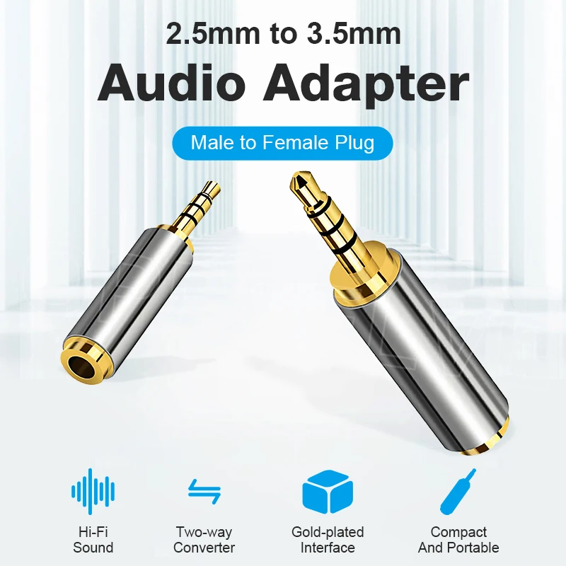 Oppselve Jack 3.5mm do 2.5mm Adapter Audio 2.5mm męski do 3.5mm żeńskie złącze wtykowe do głośnik Aux kabla słuchawki Micphone