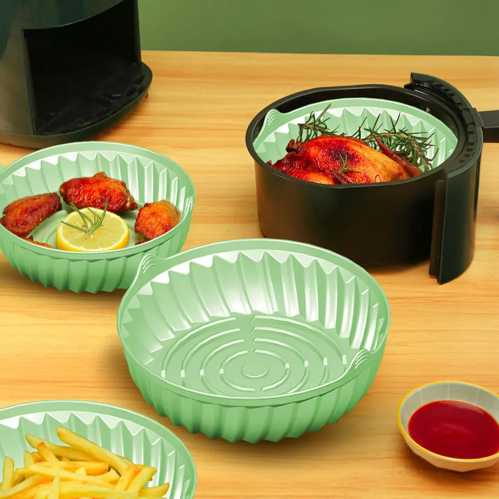 Forma de Silicone Redonda para Air Fryer, Reutilizável, Antiaderente, Tapete de Silicone para Forno, Utensílio de Cozinha