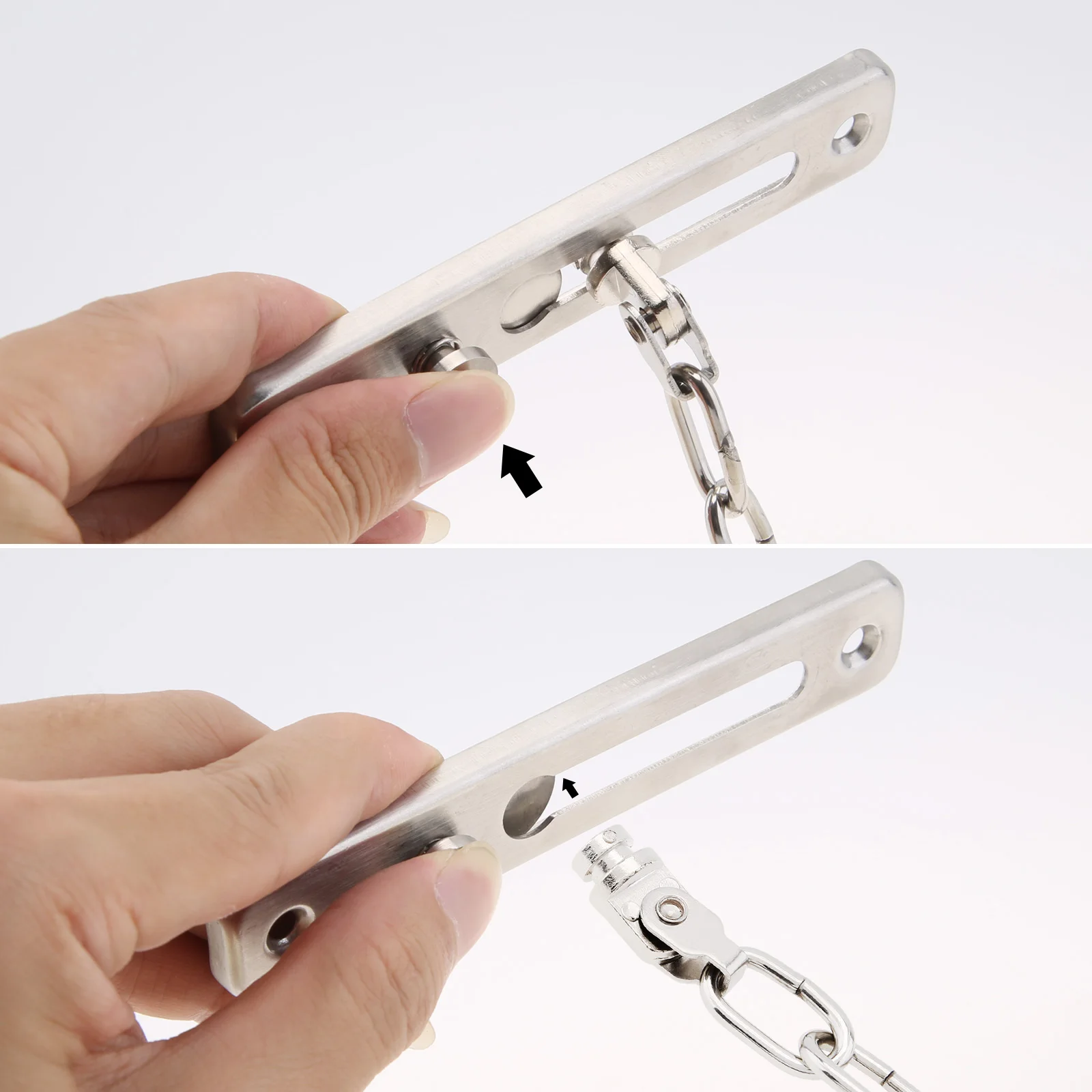 Solid Security Door Sliding Chain Lock Safety Punch Free Door Chain Lock Anti-theft Latch Buckle for Bedroom,Hotel,Homestay view 3