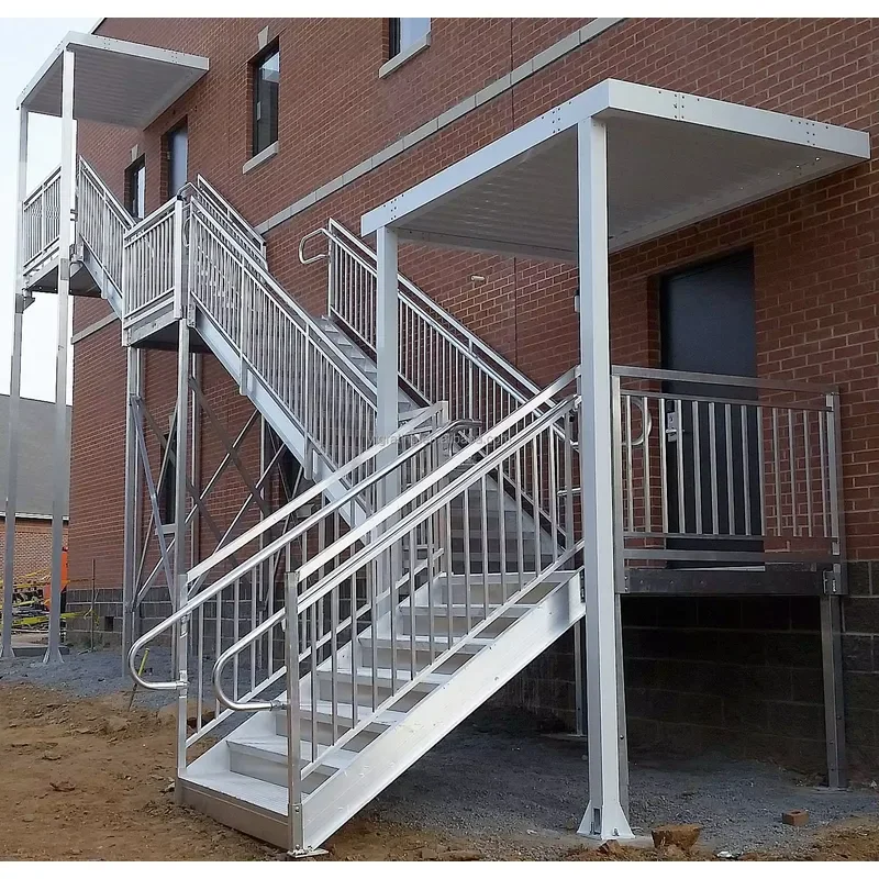 Outdoor Modern Galvanized Metal Staircase with Industrial Design Straight Stairs Safe & Durable Metal