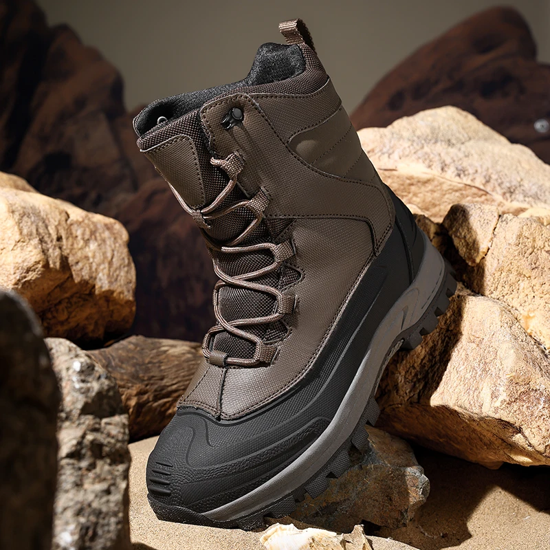 

Winter High-Top Men's Snow Boots with Fleece Lining Thickened Waterproof Non-Slip Warm Fur and Cold-Resistant Cotton Shoes