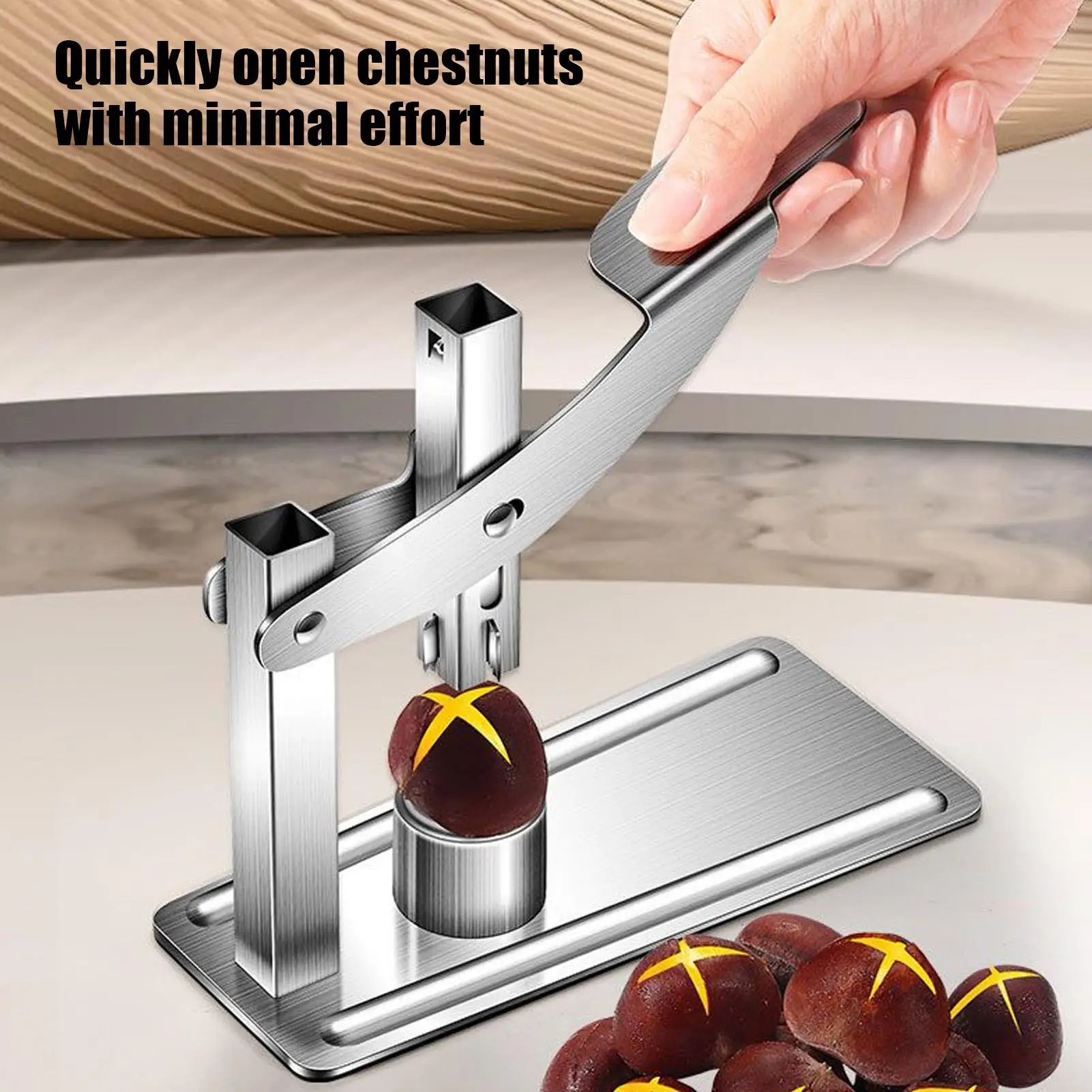 Chestnut Cracker Stainless Steel Press Nut Cracker Labor-Saving Chestnut Cutter Pecans Walnut Opener Chestnut Clip Kitchen Tools