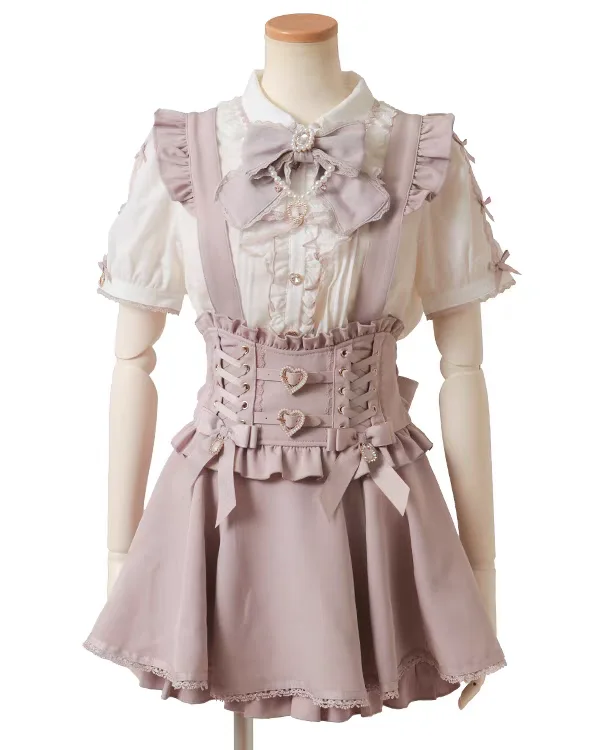 Liz Short Skirts New Japanese Mine Mass-produced Sweet Cute Lace Bow Removable Strap Skirt Girls' Women's Lolita Shirt Tops 2025