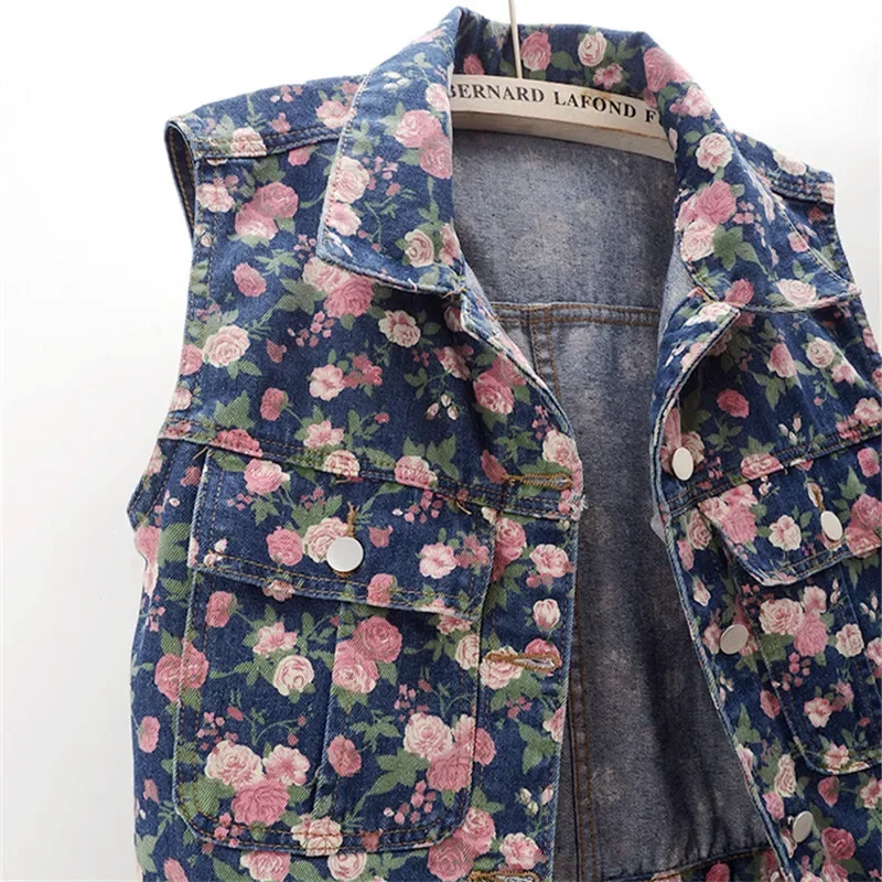 

Джинсовый жилет с большим карманом и принтом, женский тонкий короткий ковбойский жилет, весна-лето, уличная модная джинсовая куртка без рукавов, женская