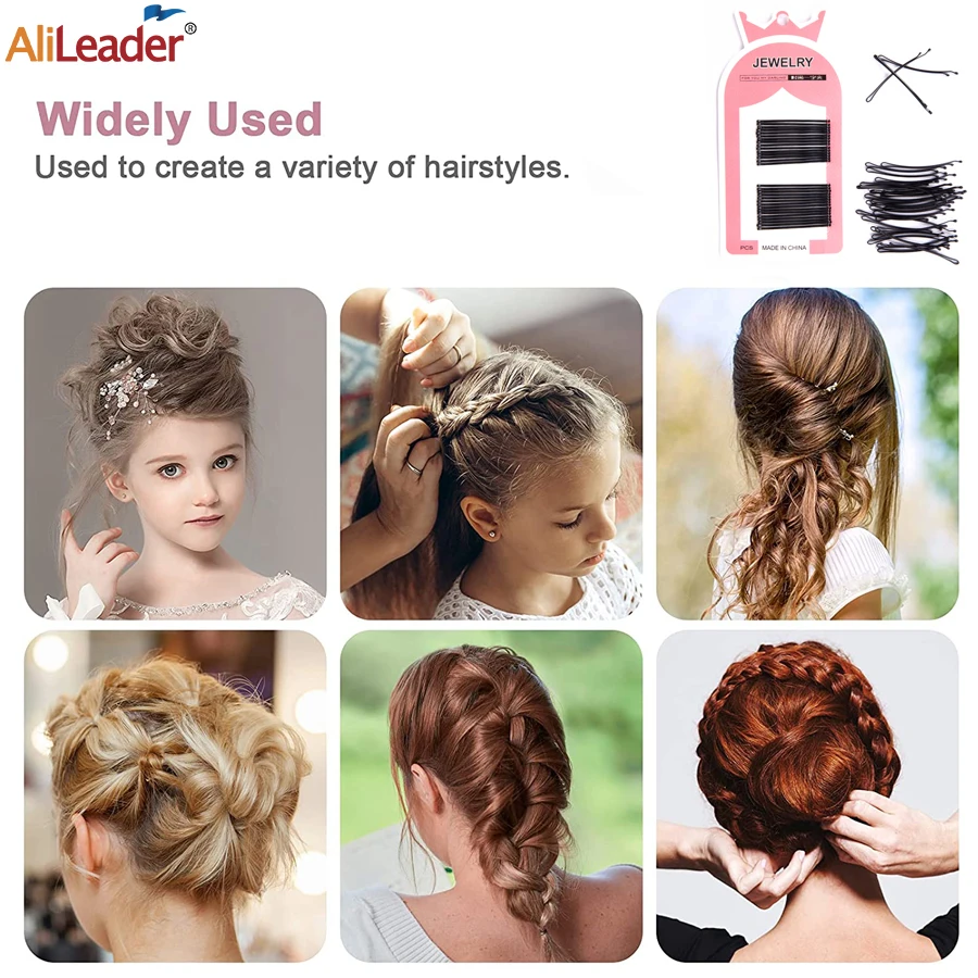 U Shaped Hair Pins Black 5Cm Bobby Pins Metal Curved Curly Bun Clips Hairpin For Buns Women Girls Hairstyle Updo Thin Thick Hair