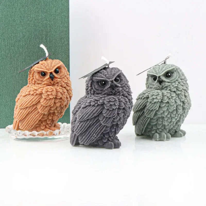 Stand Owl Silicone Candle Mold Cute Animal Owl Scented Candle Plaster Resin Soap Mould Chocolate Cake Ice Mould Home Decor Gifts