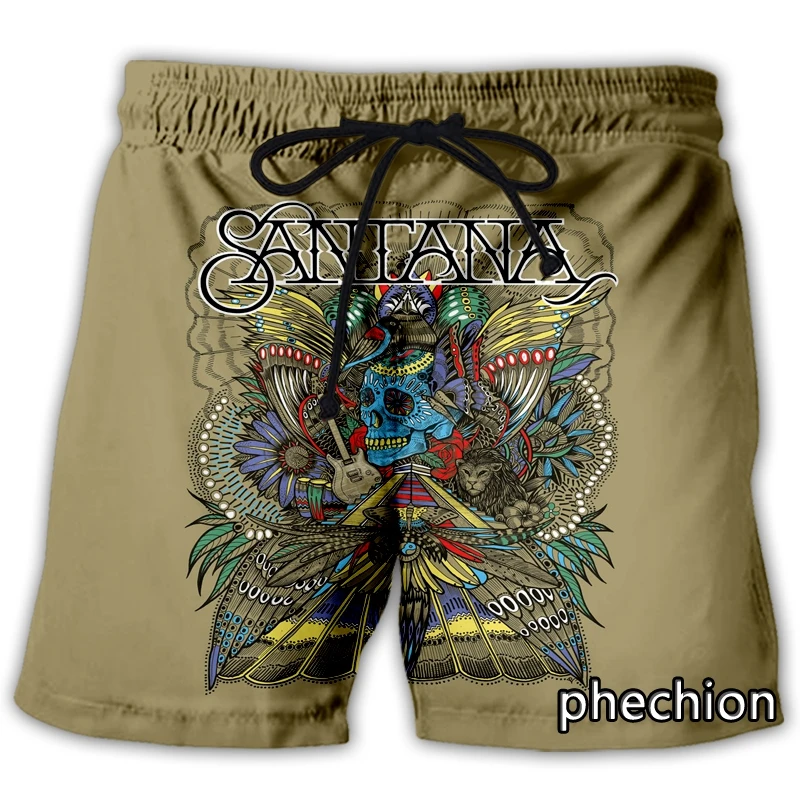 phechion New Fashion Men/Women Santana Band 3D Print Casual Shorts Novelty Streetwear Men Loose Sporting Shorts L183